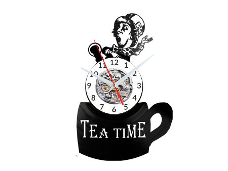 TEA TIME ZEGAR ŚCIENNY DEKORACYJNY NOWOCZESNY PŁYTA WINYLOWA WINYL NA PREZENT EVEVO EVEVO.PL