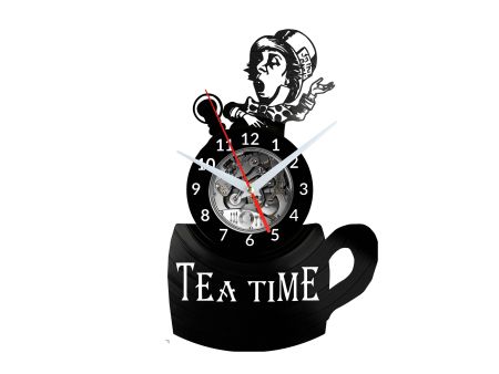 Tea Time Zegar Ścienny Płyta Winylowa Nowoczesny Dekoracyjny Na Prezent Urodziny