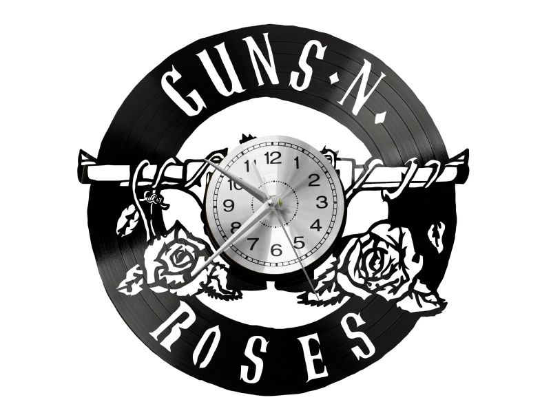 GUNS AND ROSES ZEGAR ŚCIENNY DEKORACYJNY NOWOCZESNY PŁYTA WINYLOWA WINYL NA PREZENT EVEVO EVEVO.PL