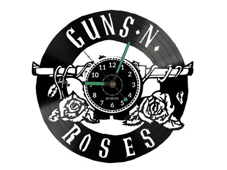 GUNS AND ROSES ZEGAR ŚCIENNY DEKORACYJNY NOWOCZESNY PŁYTA WINYLOWA WINYL NA PREZENT EVEVO EVEVO.PL