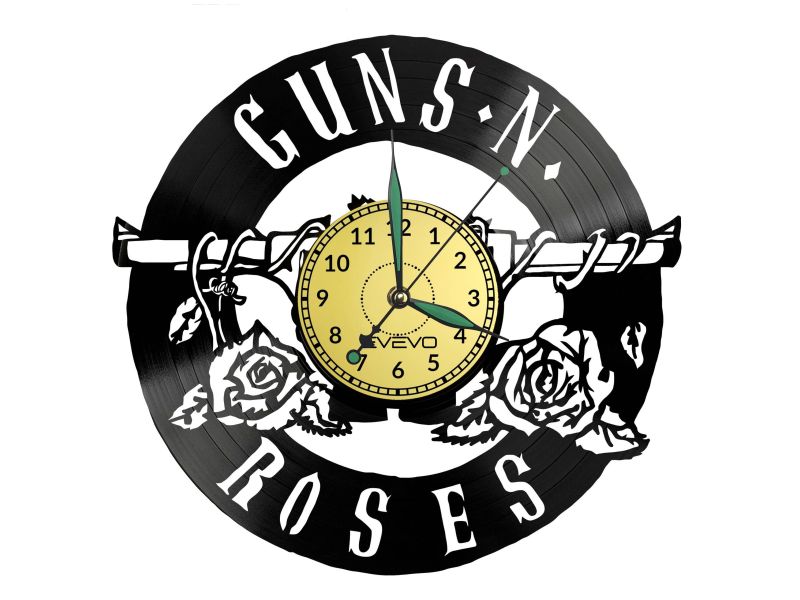 Guns and Roses Zegar Ścienny Płyta Winylowa Nowoczesny Dekoracyjny Na Prezent Urodziny