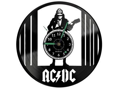 ACDC ZEGAR ŚCIENNY DEKORACYJNY NOWOCZESNY PŁYTA WINYLOWA WINYL NA PREZENT EVEVO EVEVO.PL