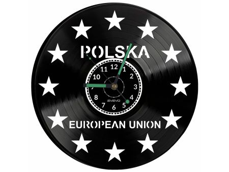 UNIA EUROPEJSKA POLSKA ZEGAR ŚCIENNY DEKORACYJNY NOWOCZESNY PŁYTA 
WINYLOWA WINYL NA PREZENT EVEVO EVEVO.PL