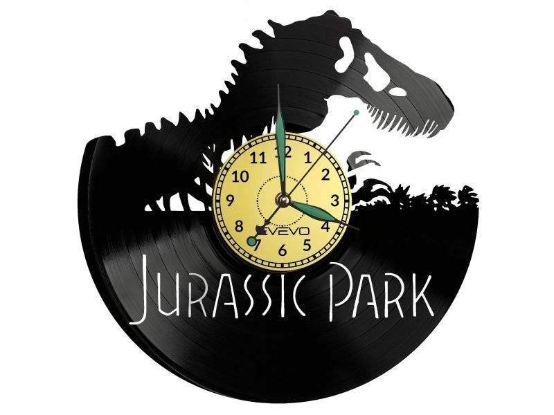 JURASSIC PARK ZEGAR ŚCIENNY DEKORACYJNY NOWOCZESNY PŁYTA WINYLOWA WINYL NA PREZENT EVEVO EVEVO.PL