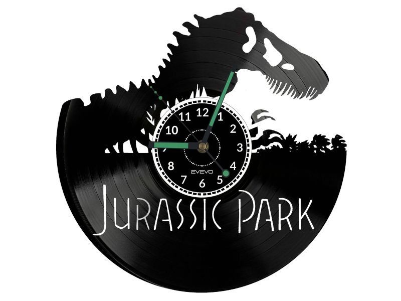 JURASSIC PARK ZEGAR ŚCIENNY DEKORACYJNY NOWOCZESNY PŁYTA WINYLOWA WINYL NA PREZENT EVEVO EVEVO.PL