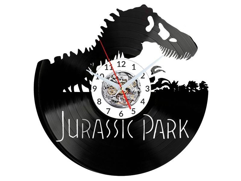 JURASSIC PARK ZEGAR ŚCIENNY DEKORACYJNY NOWOCZESNY PŁYTA WINYLOWA WINYL NA PREZENT EVEVO EVEVO.PL