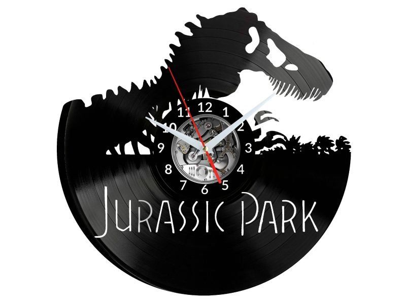 JURASSIC PARK ZEGAR ŚCIENNY DEKORACYJNY NOWOCZESNY PŁYTA WINYLOWA WINYL NA PREZENT EVEVO EVEVO.PL