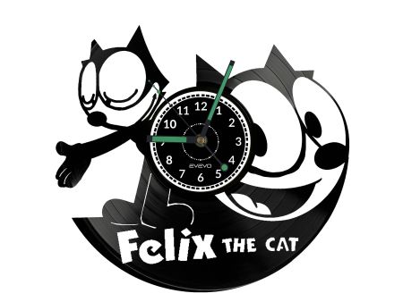 FELIX THE CAT  ZEGAR ŚCIENNY DEKORACYJNY NOWOCZESNY PŁYTA 
WINYLOWA WINYL NA PREZENT EVEVO EVEVO.PL