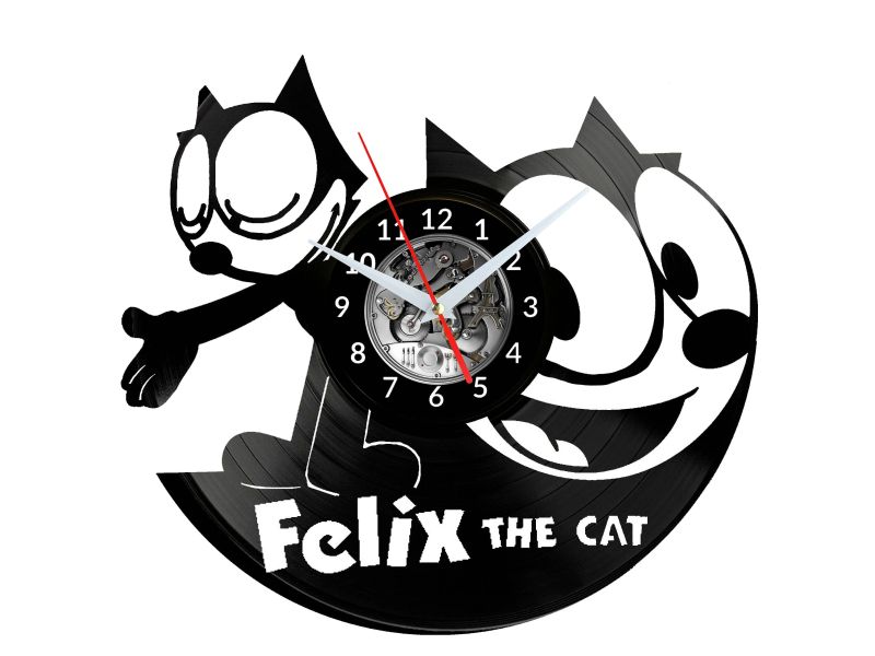 FELIX THE CAT  ZEGAR ŚCIENNY DEKORACYJNY NOWOCZESNY PŁYTA 
WINYLOWA WINYL NA PREZENT EVEVO EVEVO.PL