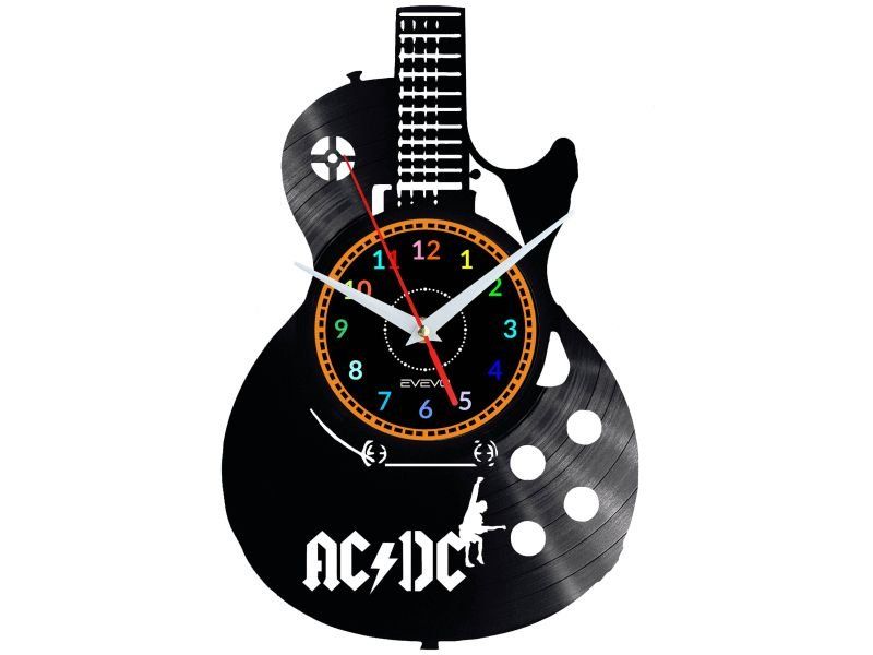 ACDC ZEGAR ŚCIENNY DEKORACYJNY NOWOCZESNY PŁYTA WINYLOWA WINYL NA PREZENT EVEVO EVEVO.PL