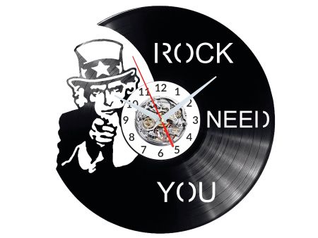 ROCK NEED YOU ZEGAR ŚCIENNY DEKORACYJNY NOWOCZESNY PŁYTA 
WINYLOWA WINYL NA PREZENT EVEVO EVEVO.PL