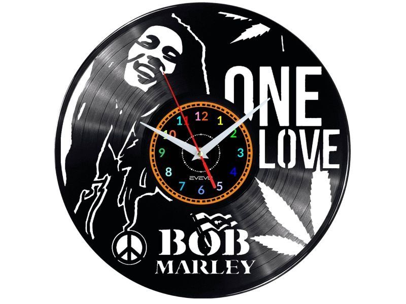 BOB MARLEY ZEGAR ŚCIENNY DEKORACYJNY NOWOCZESNY PŁYTA WINYLOWA WINYL NA PREZENT EVEVO EVEVO.PL