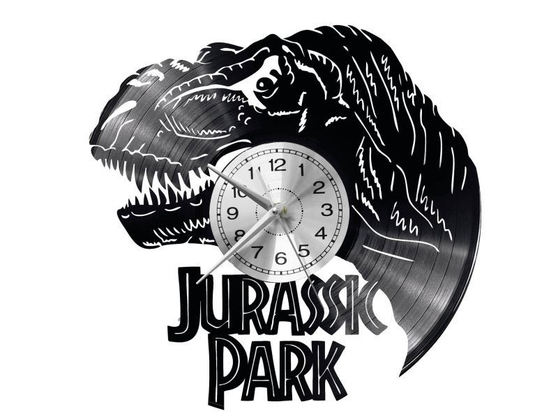 JURASSIC PARK ZEGAR ŚCIENNY DEKORACYJNY NOWOCZESNY PŁYTA WINYLOWA WINYL NA PREZENT EVEVO EVEVO.PL
