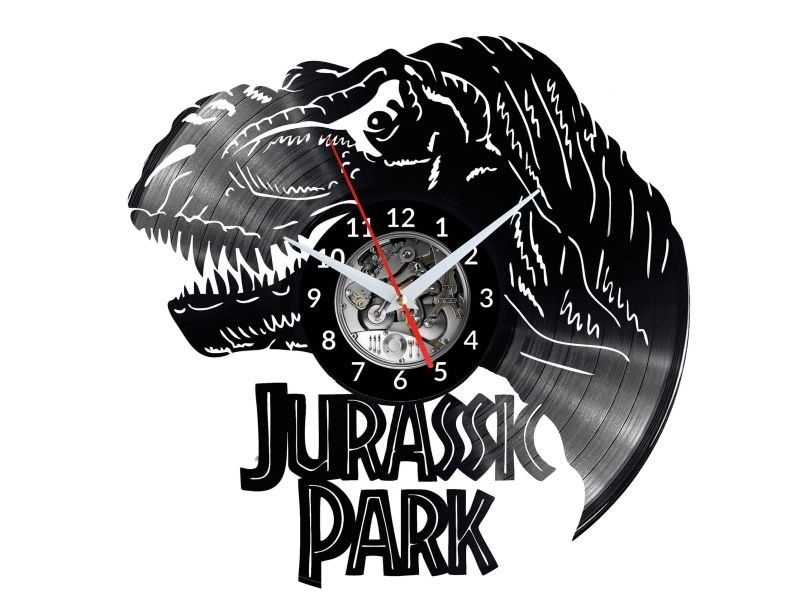JURASSIC PARK ZEGAR ŚCIENNY DEKORACYJNY NOWOCZESNY PŁYTA WINYLOWA WINYL NA PREZENT EVEVO EVEVO.PL
