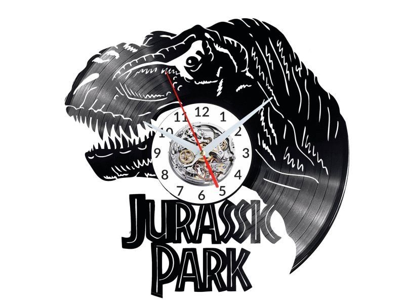 JURASSIC PARK ZEGAR ŚCIENNY DEKORACYJNY NOWOCZESNY PŁYTA WINYLOWA WINYL NA PREZENT EVEVO EVEVO.PL