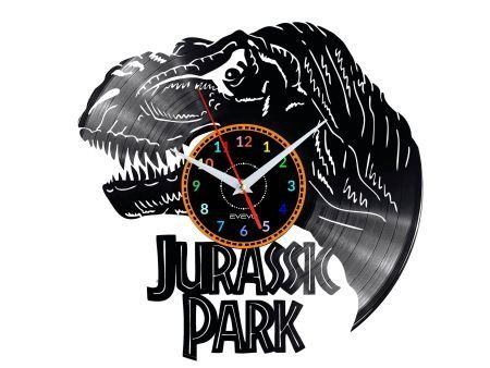 JURASSIC PARK ZEGAR ŚCIENNY DEKORACYJNY NOWOCZESNY PŁYTA WINYLOWA WINYL NA PREZENT EVEVO EVEVO.PL